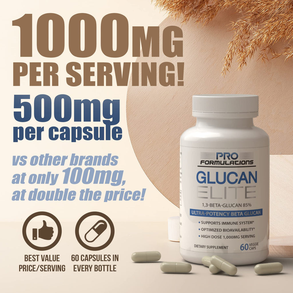 Glucan Elite 85% Beta 1,3D Glucan 500mg – 60 VCaps | BGF-Immune Potency | Pro Formulations MD (Pack of 3)
