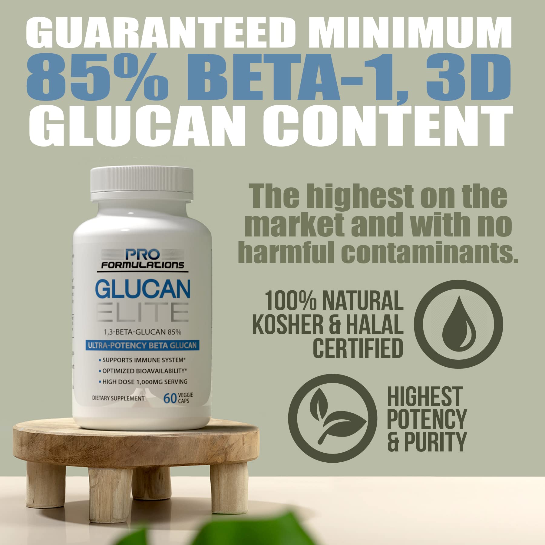 Glucan Elite 85% Beta 1,3D Glucan 500mg – 60 VCaps | BGF-Immune Potency | Pro Formulations MD (Pack of 3)