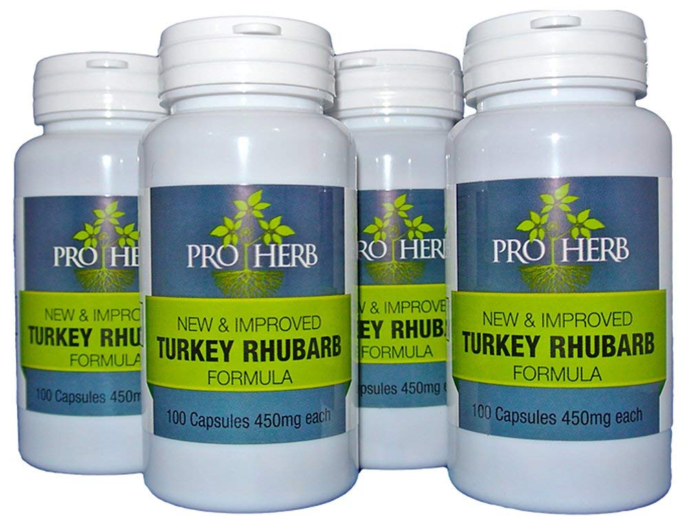 Pro Herb Turkey Rhubarb 450mg - 100 Capsules (4 Pack) | Natural Colon Cleanse