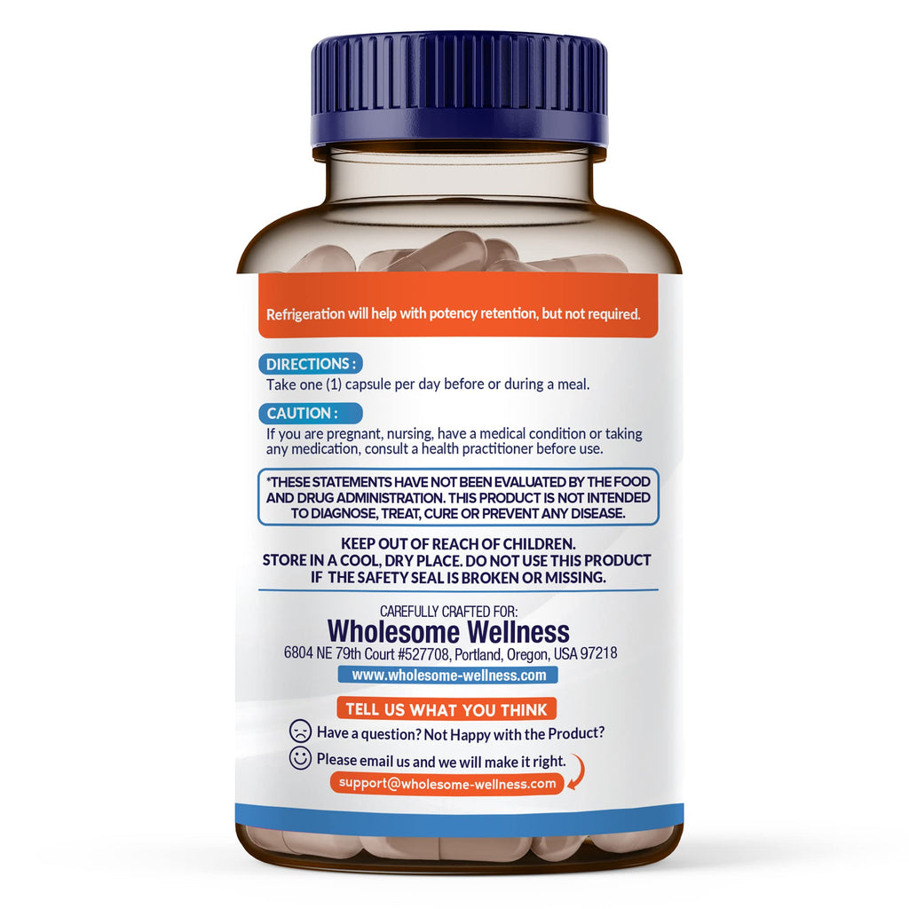 Wholesome Wellness Organic Raw Probiotics – 100B CFU, 30 Caps