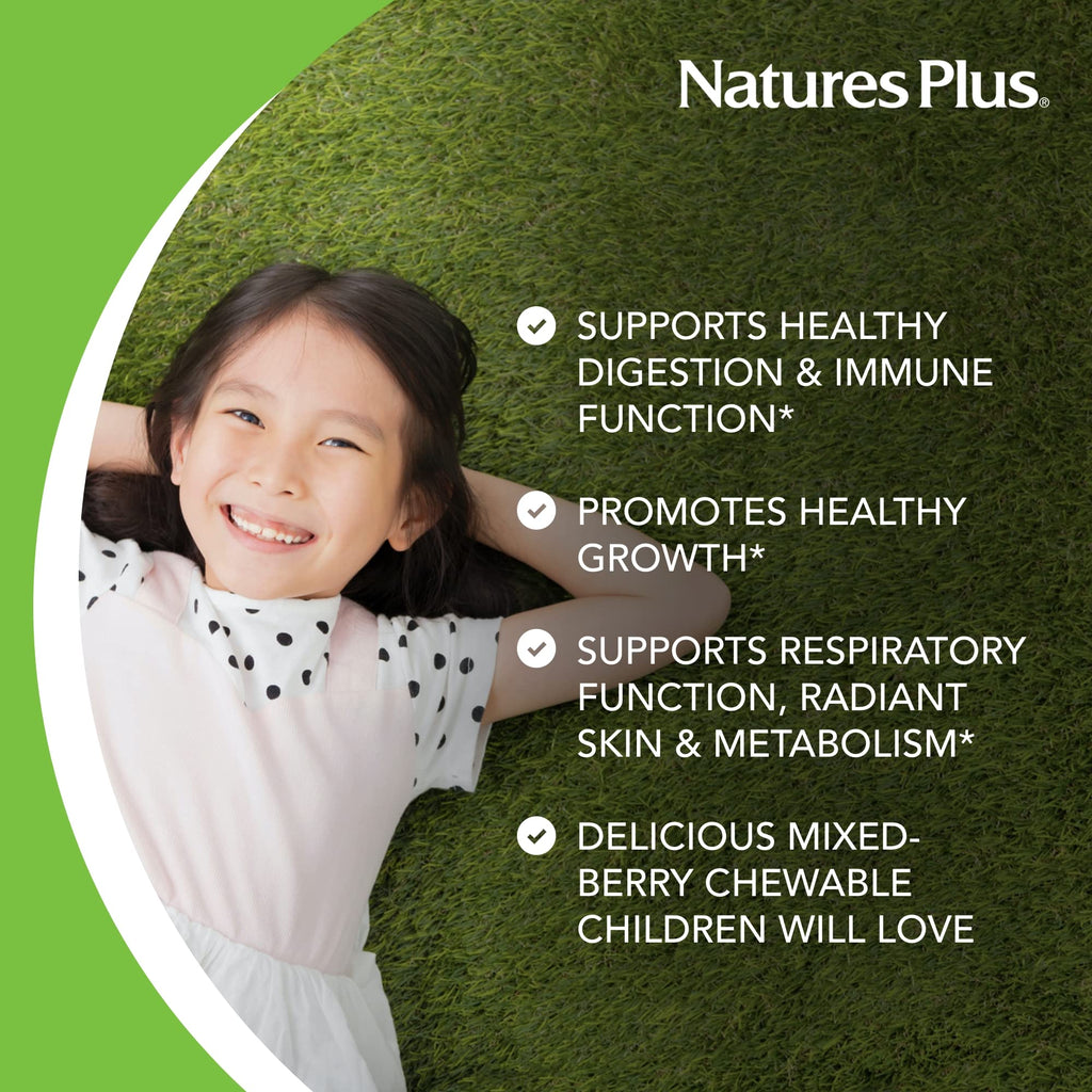 NaturesPlus Animal Parade Probiotic - Mixed Berry for Kids | Gut Health & Immunity | Vegan & Gluten Free