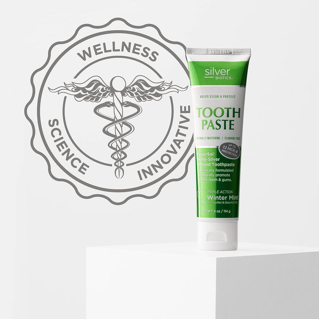 Silver Biotics Tooth Paste | SilverSol 20 ppm Nano-Silver, Winter Mint, Fluoride-Free, 4 oz