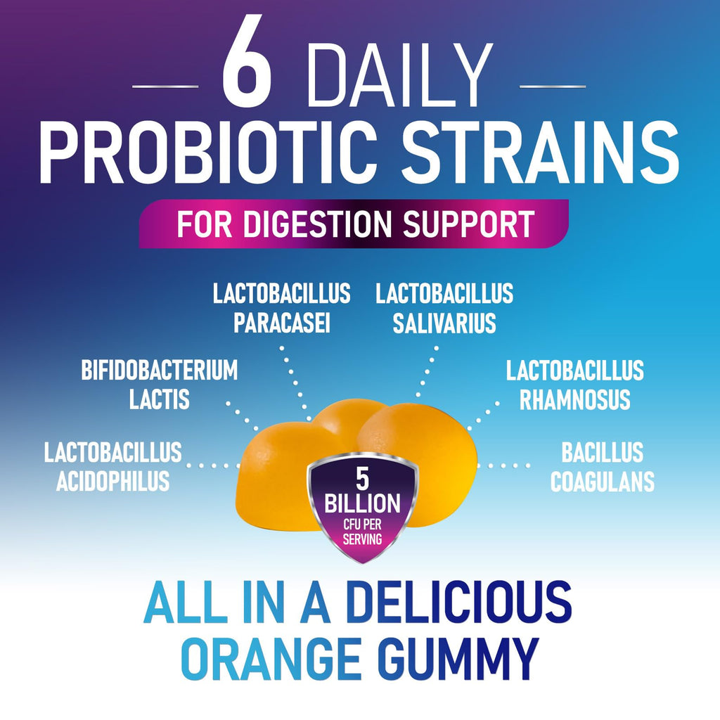 Probiotic Gummies 5 Billion CFU – Digestive Health & Immune Support – Orange Flavor (120 Count)