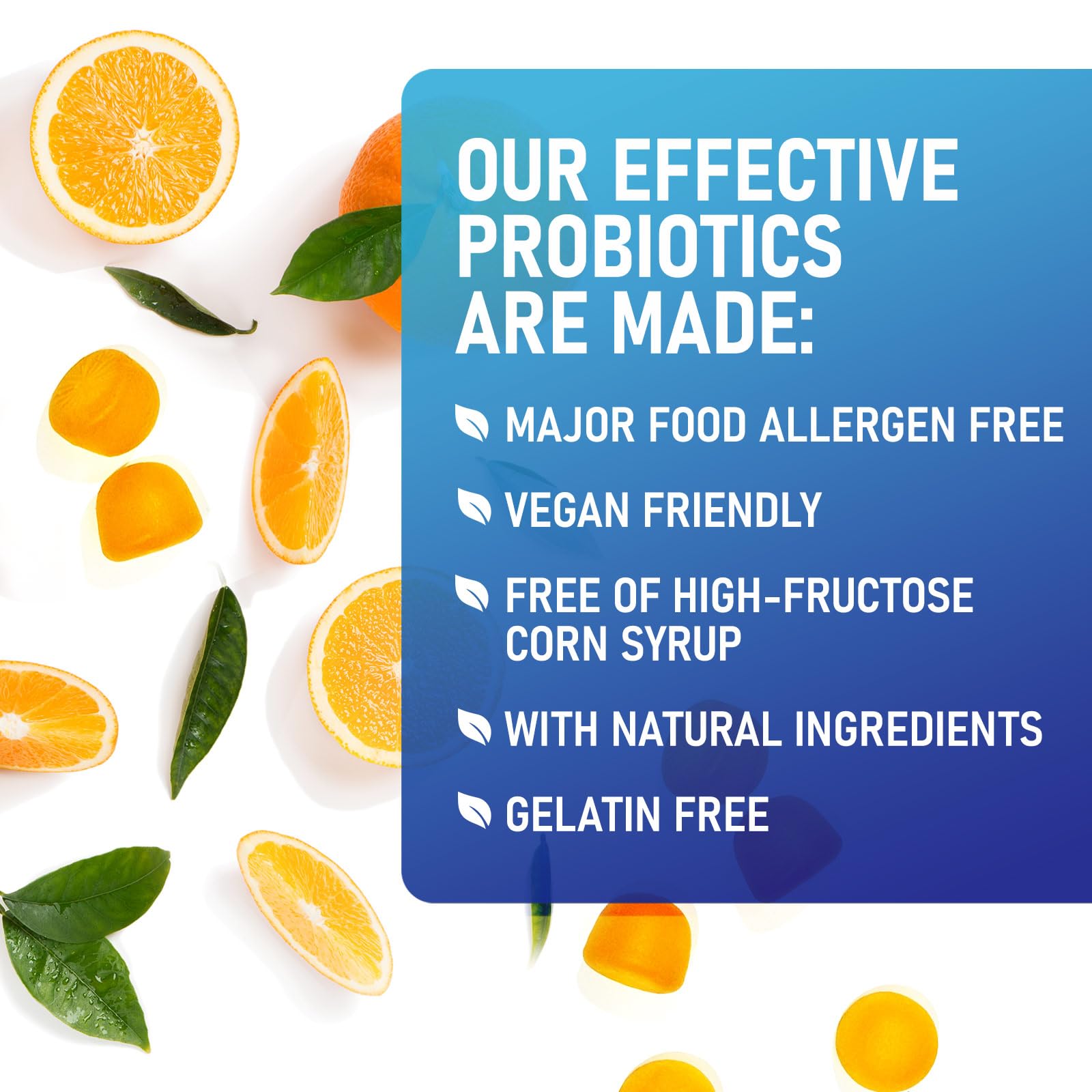 Probiotic Gummies 5 Billion CFU - 60 Count Orange Flavor | Digestive Health & Immune Support