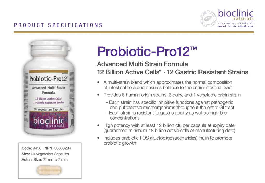 Probiotic Pro 12 60 VegiCaps – 12-Species Probiotic Supplement