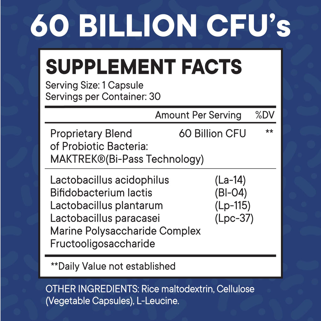 Probiotics 60B CFU with Prebiotic – For Women, Men & Adults | Shelf Stable