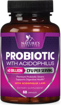 Probiotics 60 Billion CFU | 10 Strains + Prebiotics | Digestive, Gut & Immune Support | 60 Capsules
