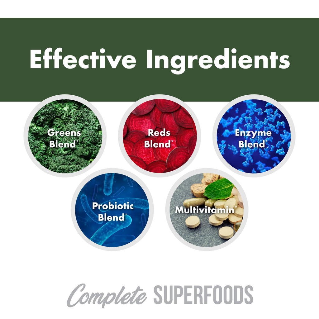 Complete Superfoods, Complete Spectrum Multivitamin, Greens and Reds Blend, Enzymes, Probiotics – Pineapple Strawberry, 30 Stick Packs