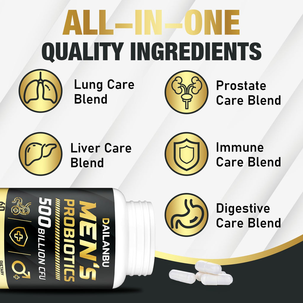 Probiotics for Men 500B CFU – 16-in-1 Probiotic (Digestive & Immune Health, 60 Caps)