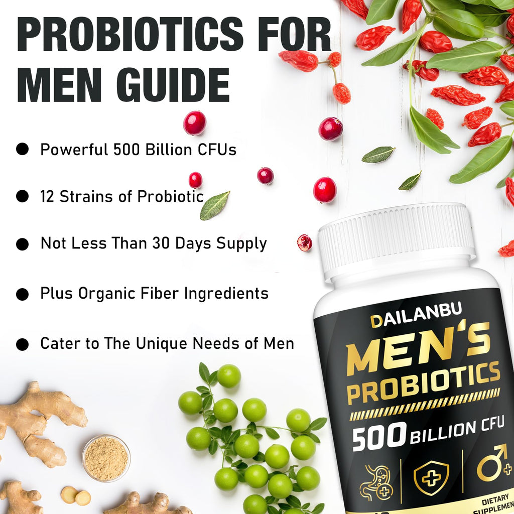 Probiotics for Men 500B CFU – 16-in-1 Probiotic (Digestive & Immune Health, 60 Caps)