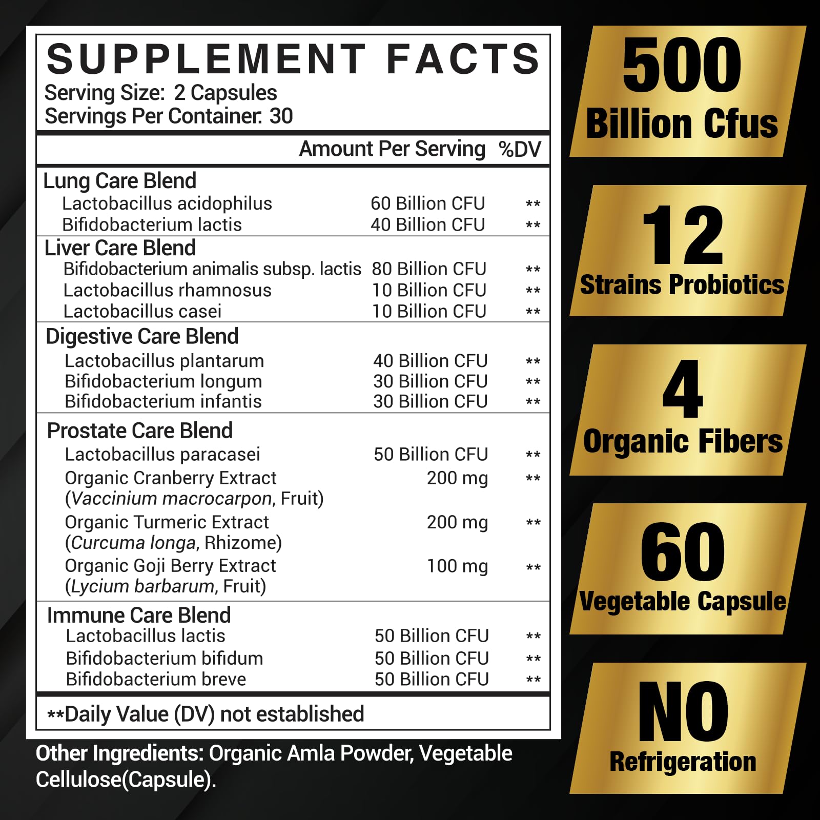 Probiotics for Men 500B CFU – 16-in-1 Probiotic (Digestive & Immune Health, 60 Caps)