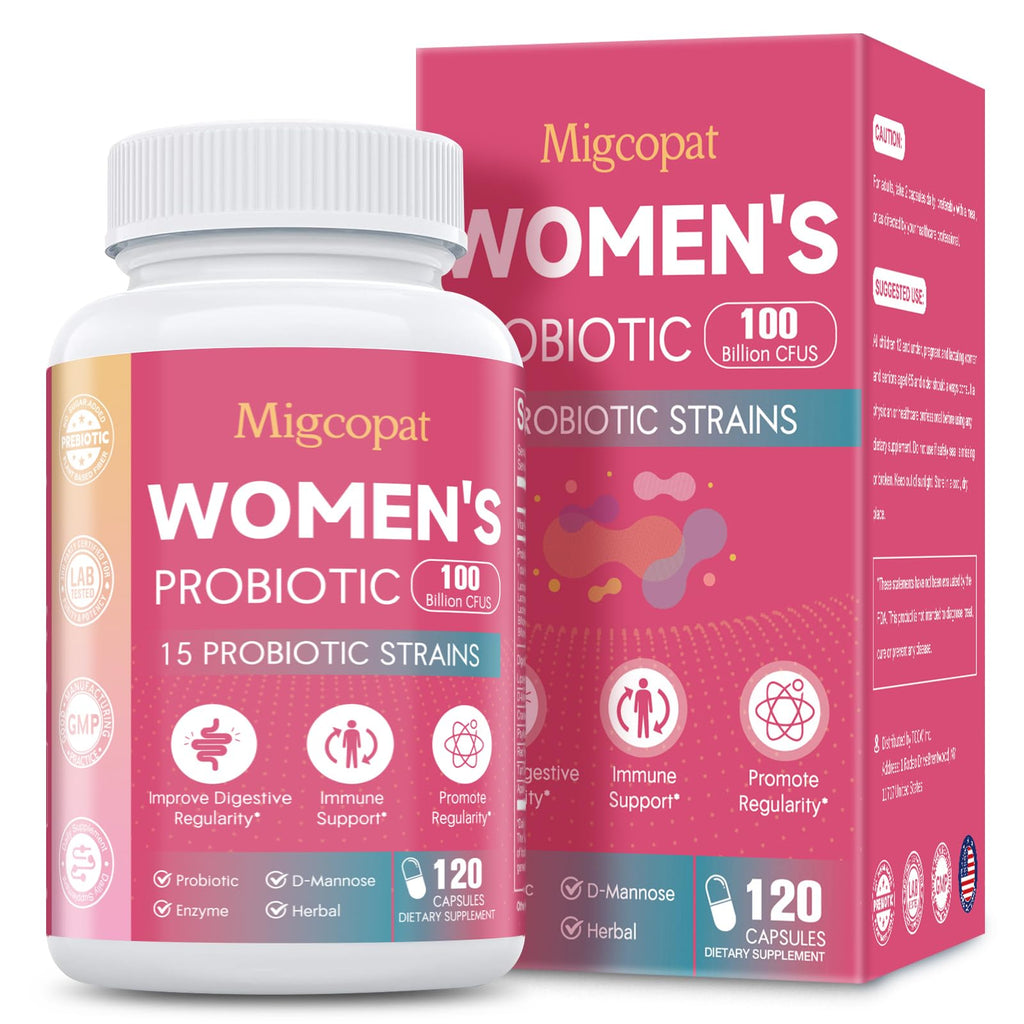 Probiotics for Women | 100B CFU with Prebiotics, Digestive Enzymes, D-Mannose & Cranberry - 120 Capsules