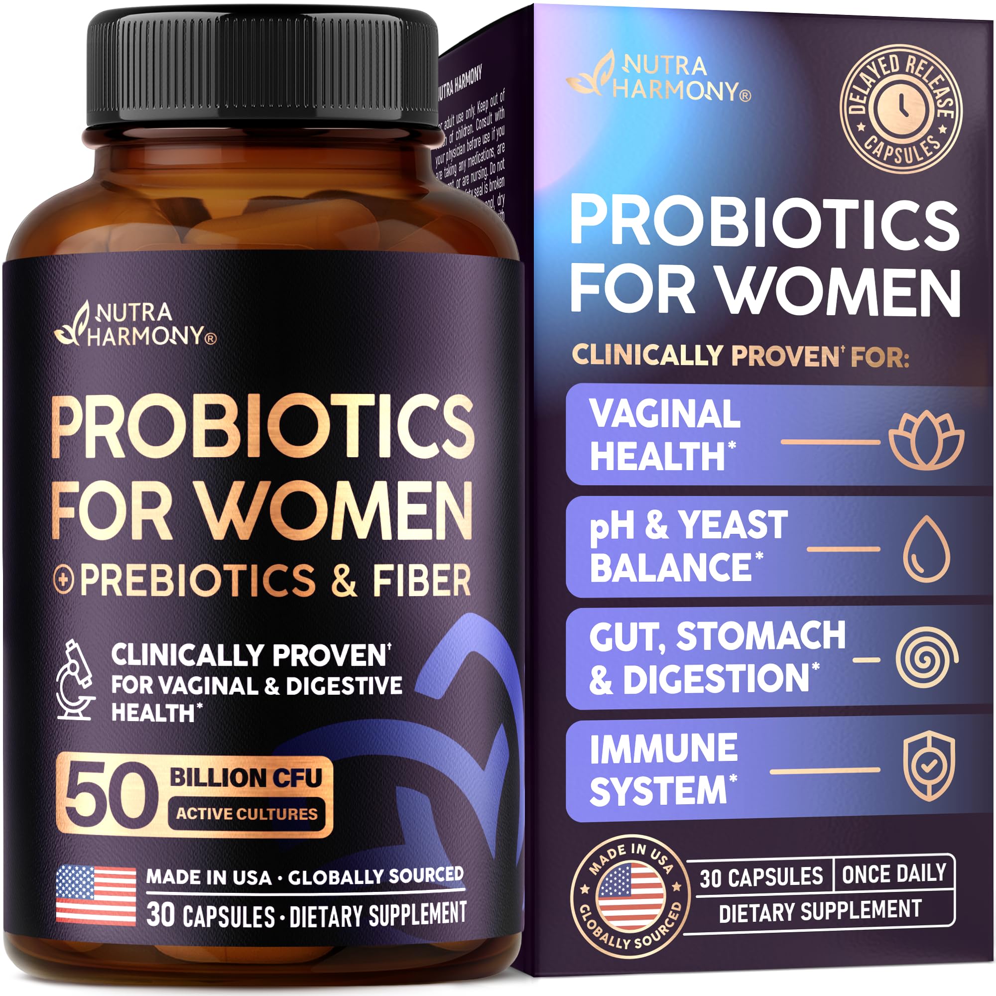 Probiotics for Women 50 Billion CFU – Vaginal & Digestive Health (30 Capsules)