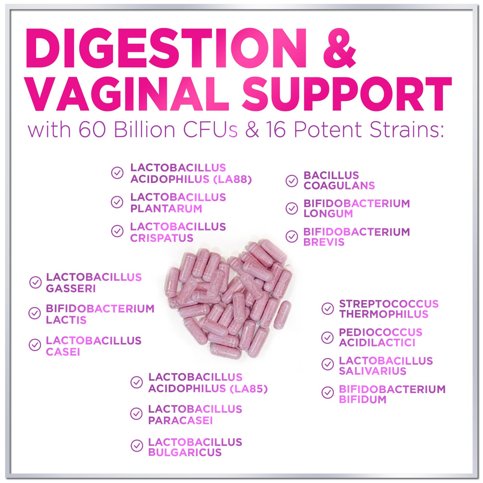 Probiotics for Women Digestive Health Support - 60 Billion CFU Women's Probiotic, 16 Strains, for pH Balance, Vaginal Support with Cranberry for Gut Health, Urinary & Immune Support - 120 Capsules