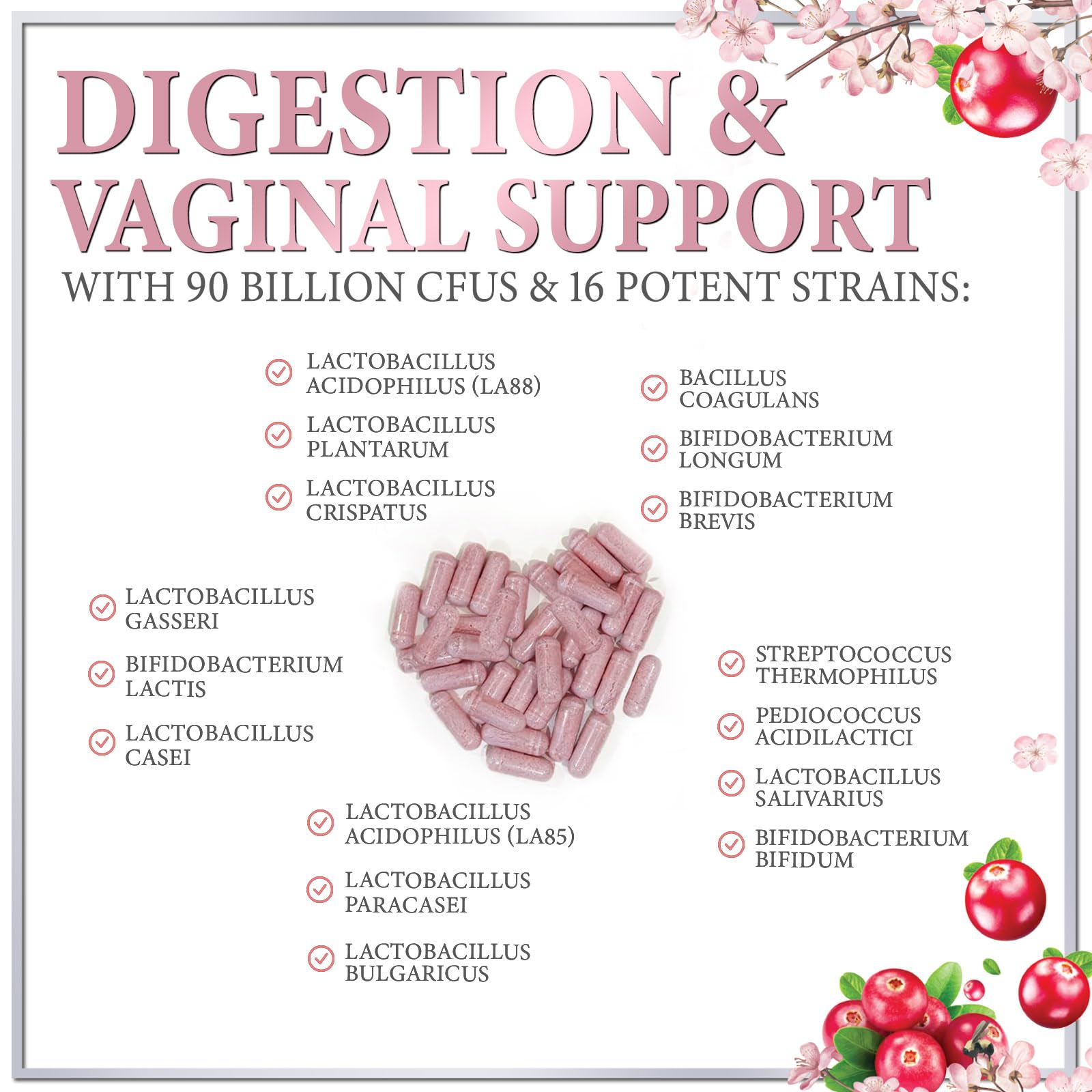 Probiotics for Women Digestive Health Support - 90 Billion CFU Women's Probiotic, 16 Strains, Cranberry, Vaginal Probiotic with Prebiotics, PH, Immune, Urinary, & Feminine Health Support, 120 Capsules