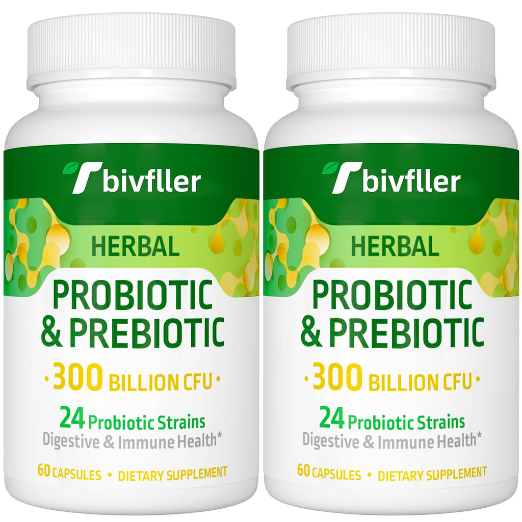 Tbivfller Probiotics for Women & Men — 300B CFU, 24 Strains, 15 Organic Herbs, 4 Month Supply