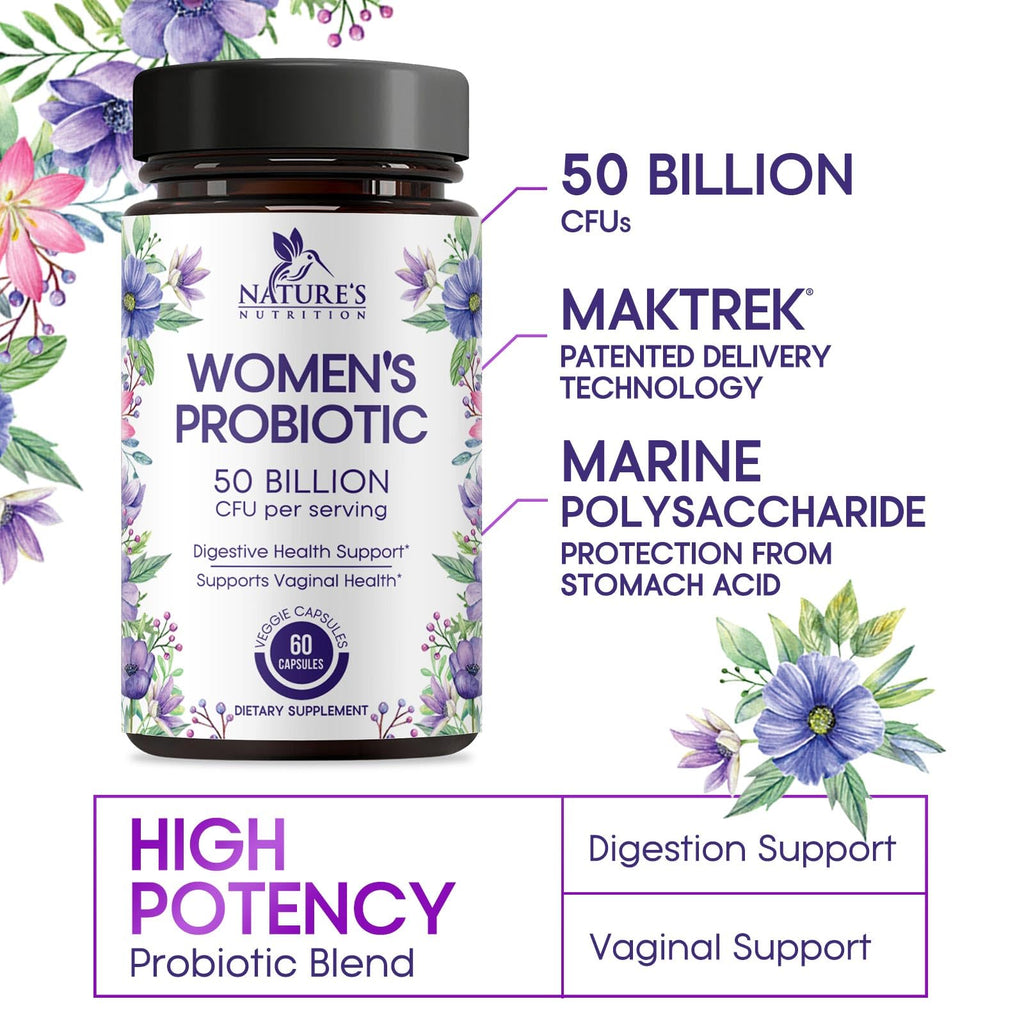 Probiotics for Women’s Digestive Health – 50 Billion CFU, 5 Strains, Urinary & Vaginal Support | USA Bottled