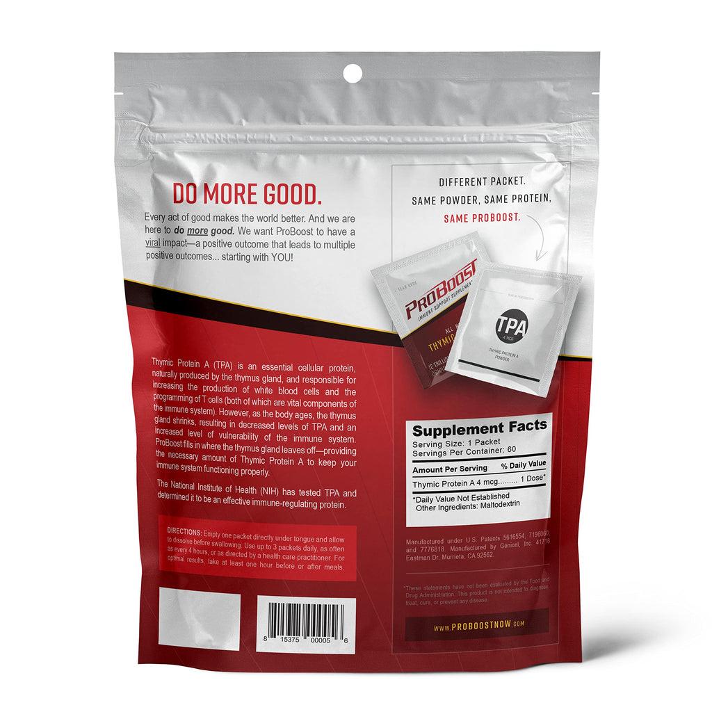 ProBoost Thymic Protein A (TPA) Powder Packets – Immune Support, 60 Packets, 4 mcg TPA/Serving, Non-GMO