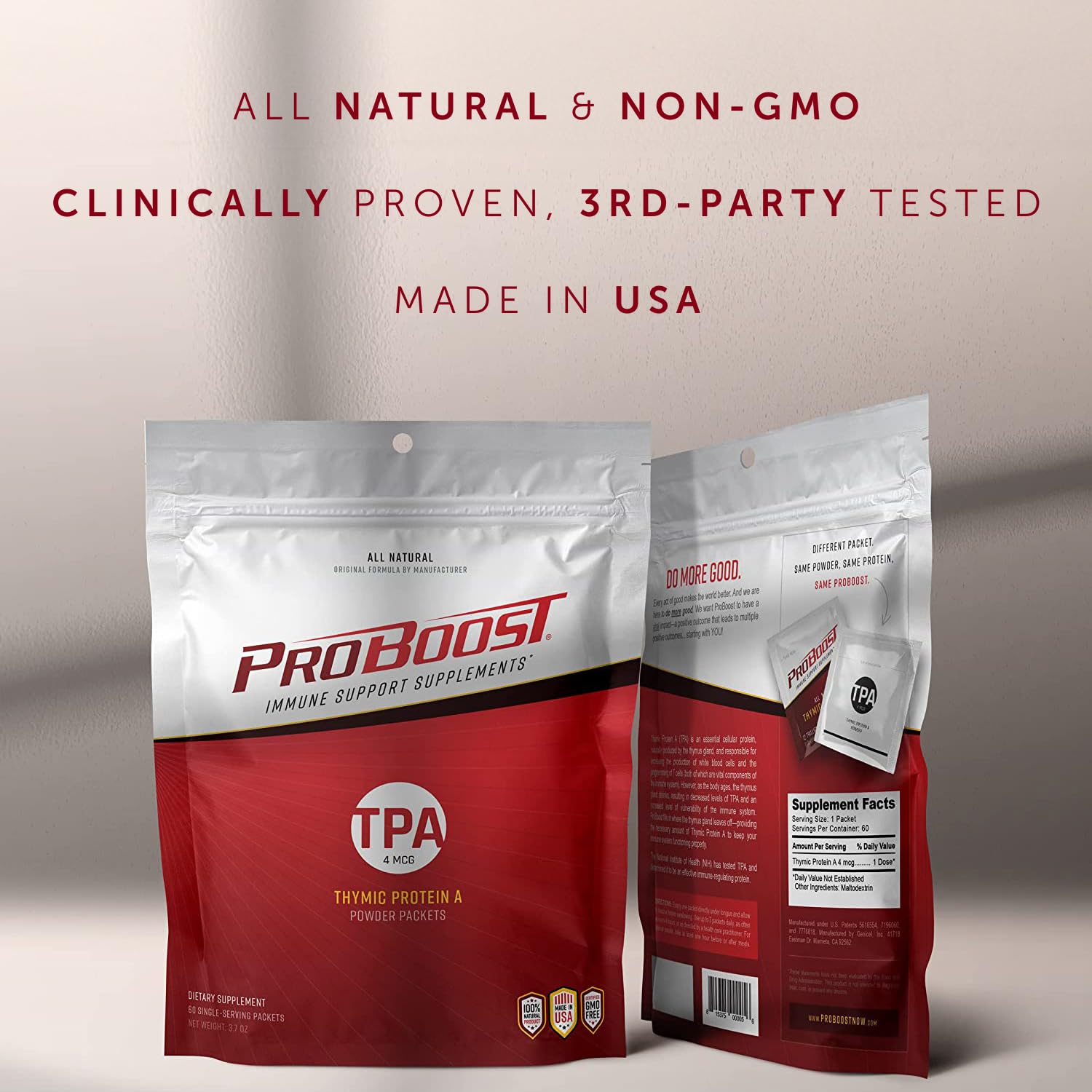 ProBoost Thymic Protein A (TPA) Powder Packets – Immune Support, 60 Packets, 4 mcg TPA/Serving, Non-GMO