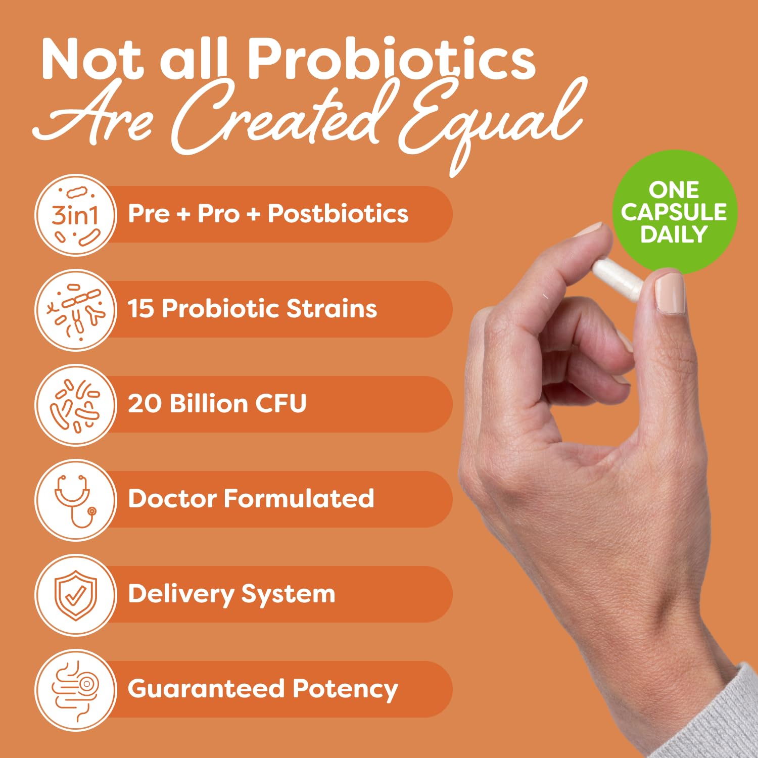 Probulin Total Care Probiotic Supplement – 20B CFU, 60-Count Vegan Capsules