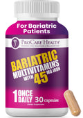 ProCare Health Bariatric Multivitamin with 45mg Iron - 30-Capsule Post-Op Support (Gluten-Free, No Artificial Colors)