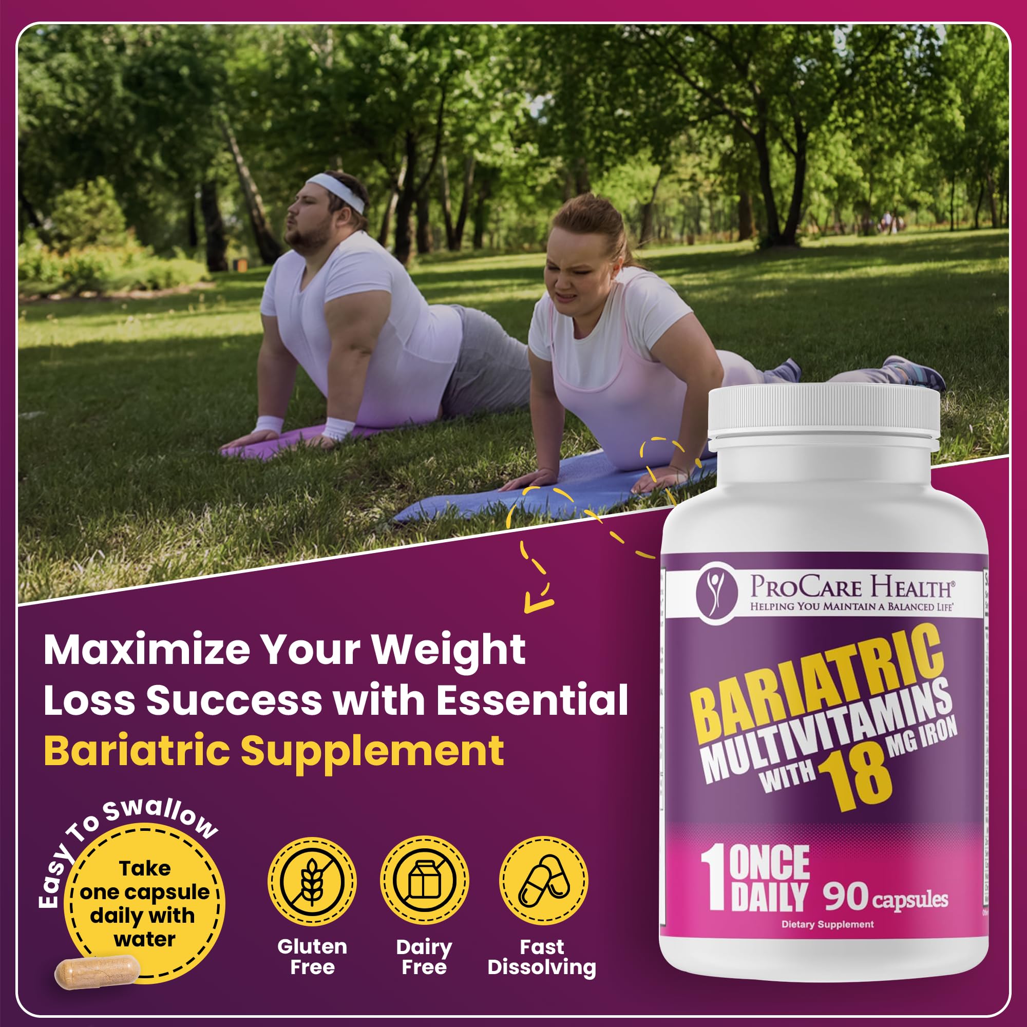 ProCare Health Bariatric Multivitamin with Iron – 3 Month Supply (90 Capsules) | Post-Op Vitamins