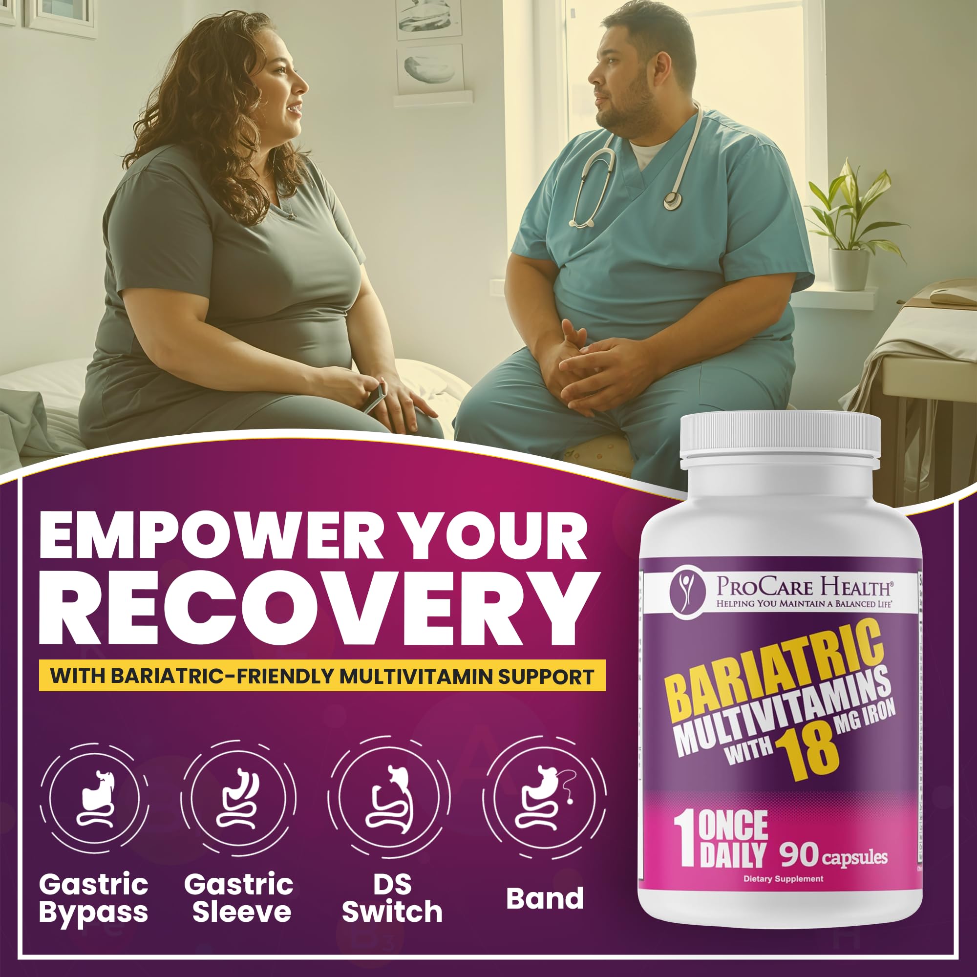 ProCare Health Bariatric Multivitamin with Iron – 3 Month Supply (90 Capsules) | Post-Op Vitamins
