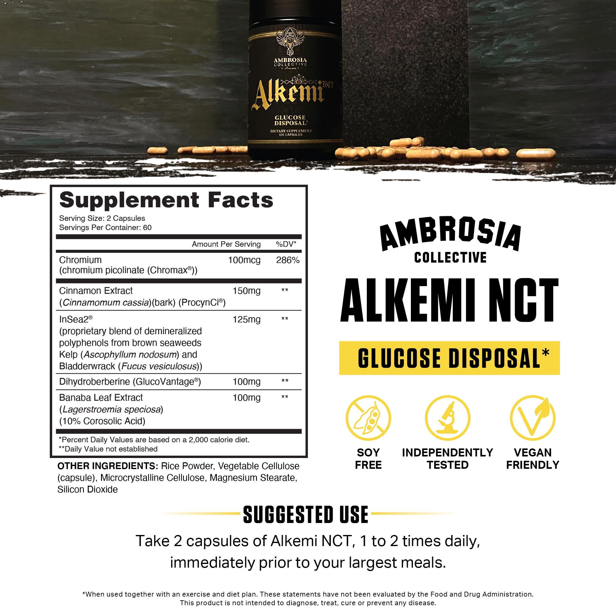 Alkemi NCT® - Support Agent with Berberine, ProCynCi® Cinnamon Extract, Chromium Picolinate, InSea2®, and GlucoVantage