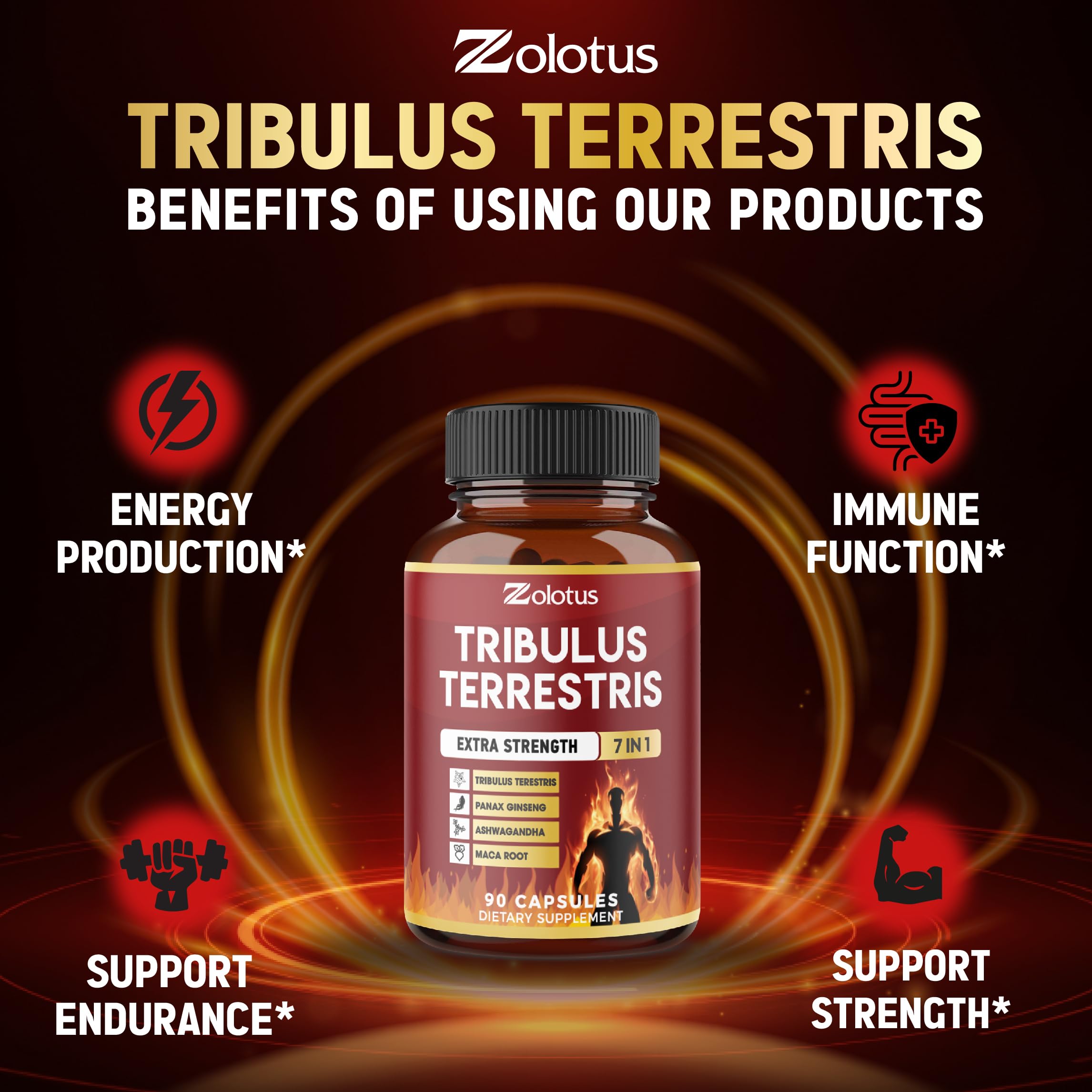 Tribulus Terrestris Capsules with Ashwagandha, Panax Ginseng, Saw Palmetto, Maca, Shilajit — 90 Capsules (3-Month Supply)