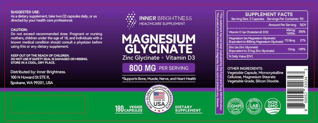 Magnesium Glycinate with Zinc & Vitamin D3 – Sleep, Immune & Heart Health
