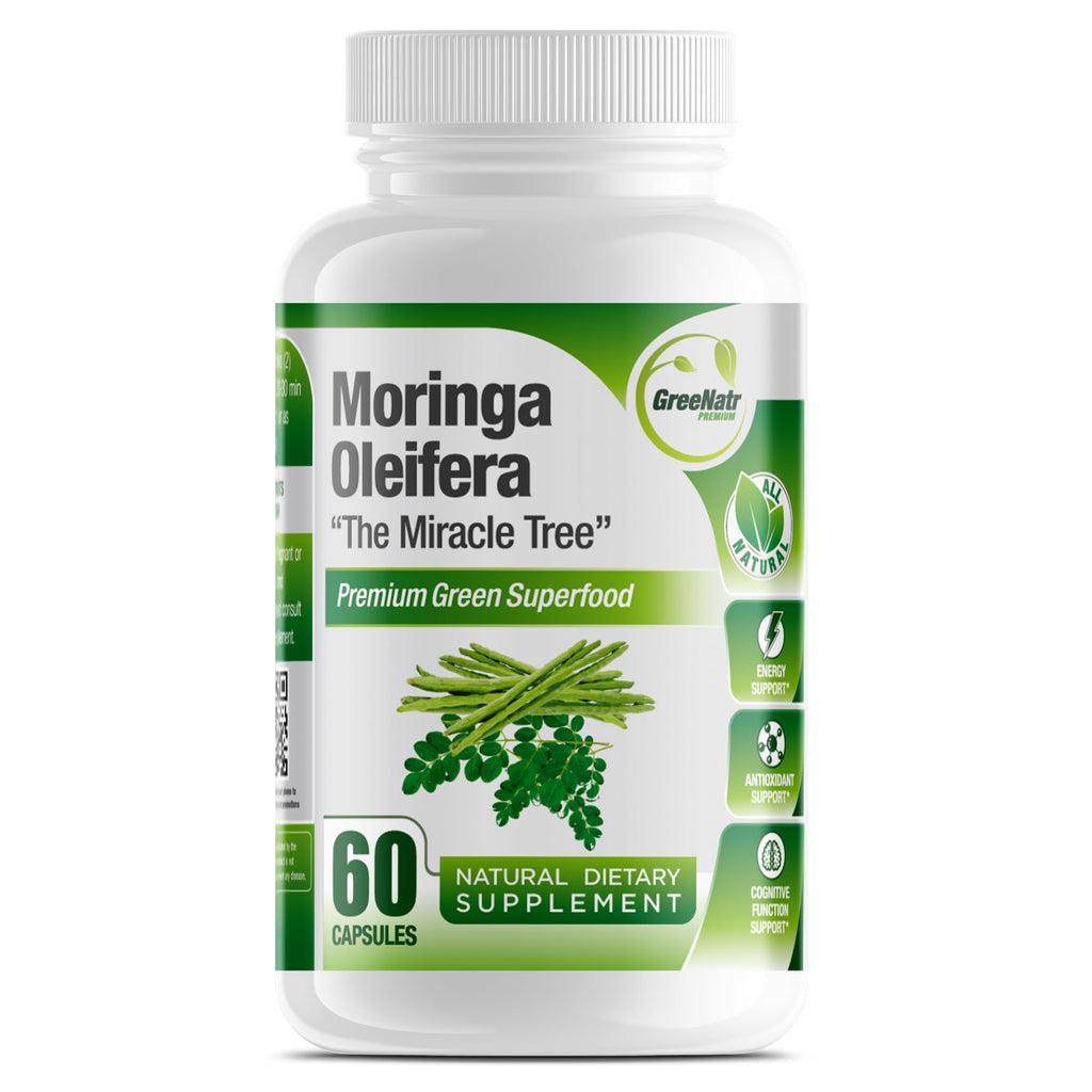 Pure Moringa Oleifera Green Superfood Capsules – Organic, Non-GMO, 60 Capsules