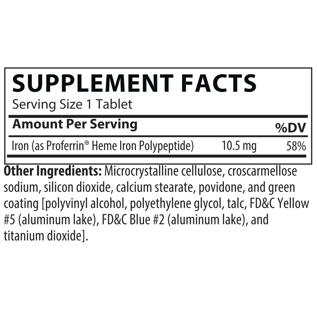 Proferrin ES — 10.5 mg Heme Iron Polypeptide, USA Made, 90 Tablets, Easy on the Gut