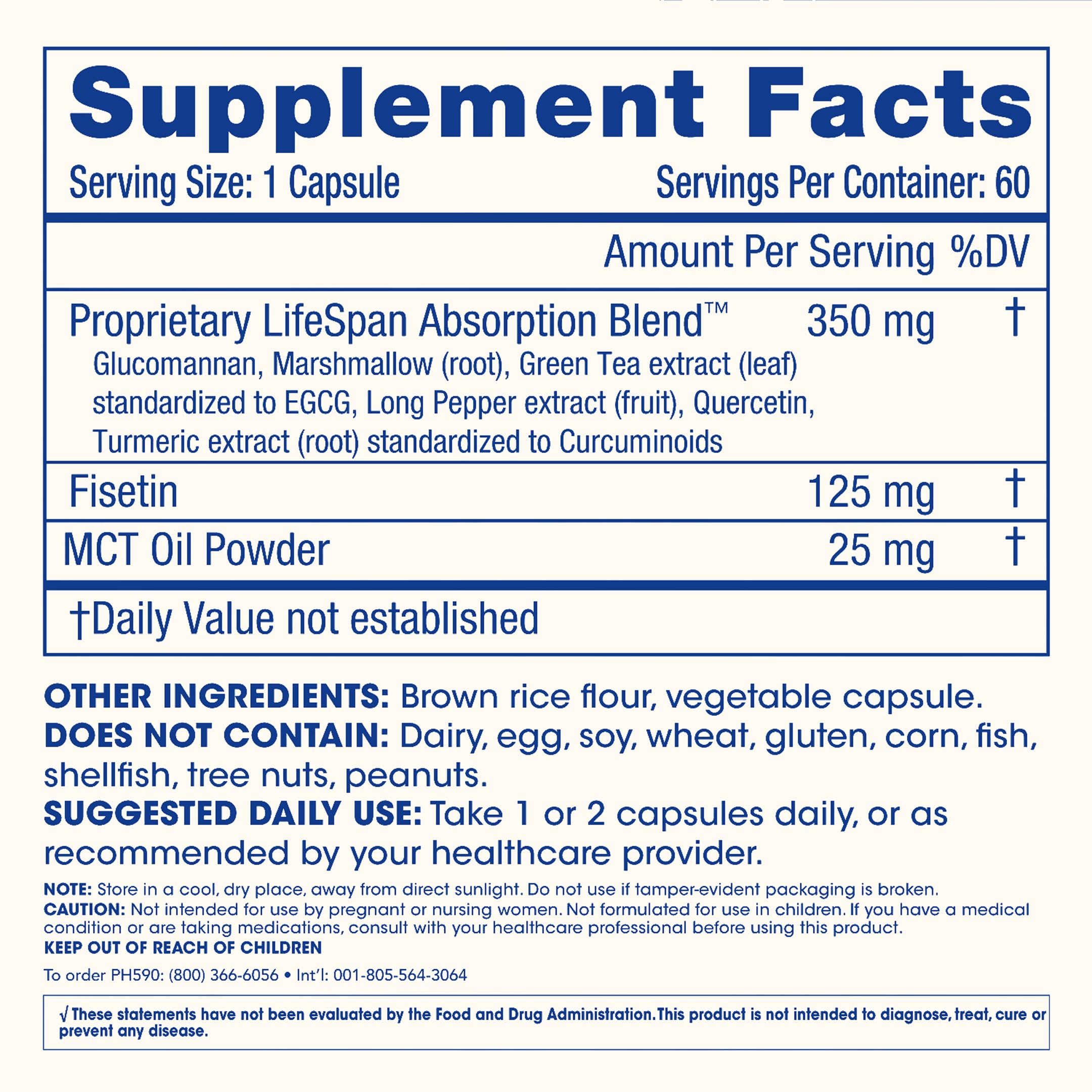 ProHealth Fisetin Supplements – 15X Better Absorption from Polyphenol Blend + MCT Oil | 125mg x 60 Servings