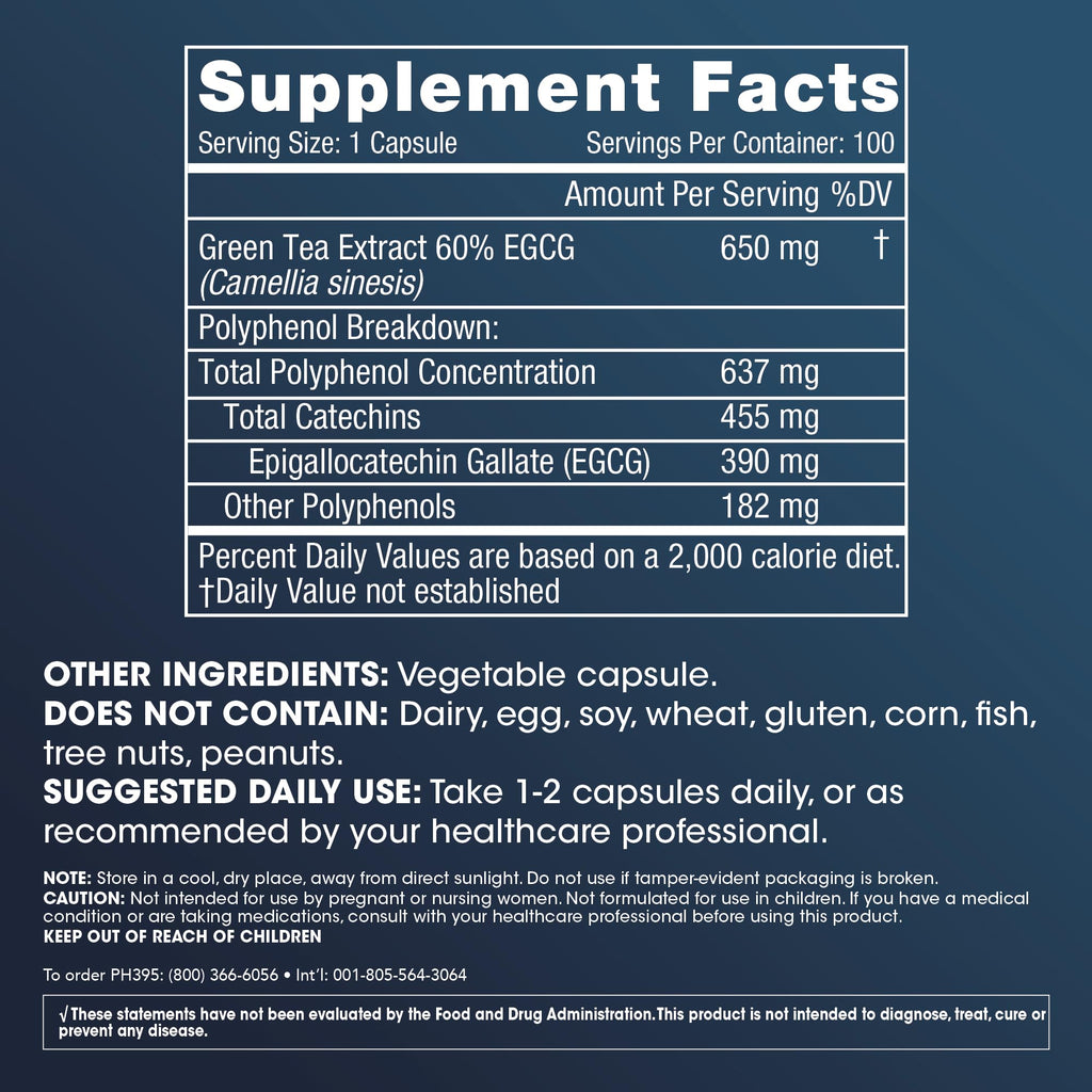 ProHealth Longevity Green Tea EGCG Extreme – 390mg EGCG, 100 Capsules