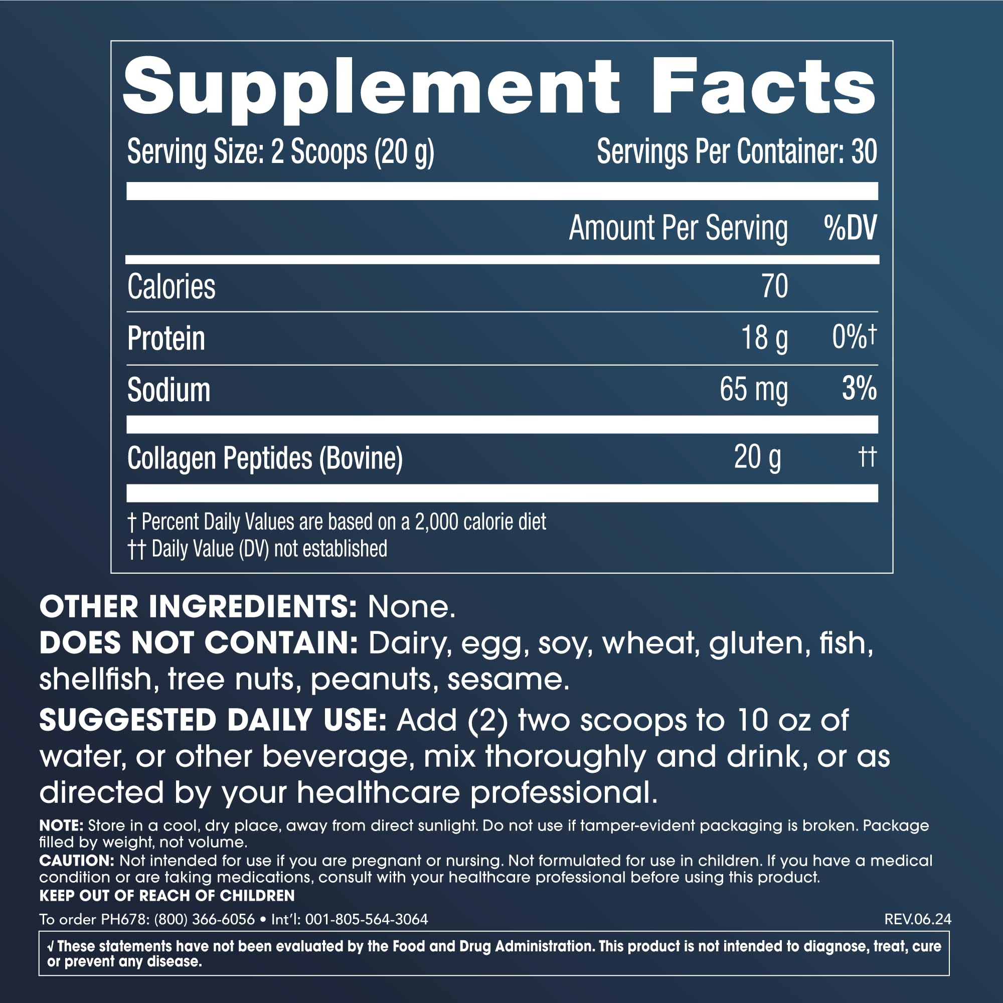 ProHealth Pure Collagen Peptides Powder, 600 Grams | Supports Hair, Nail, Skin, Bone, Joint Health, and Longevity | Grass-Fed, Pasture-Raised | Zero Sugar, Unflavored | Third-Party Tested