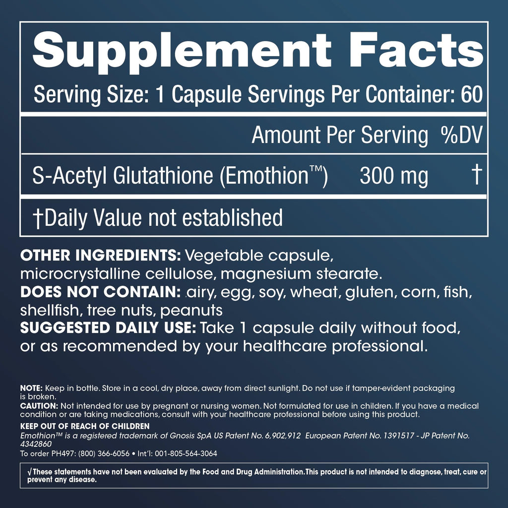 ProHealth S-Acetyl Glutathione (Emothion™) (300 mg - 60 Capsules) | Antioxidant Support