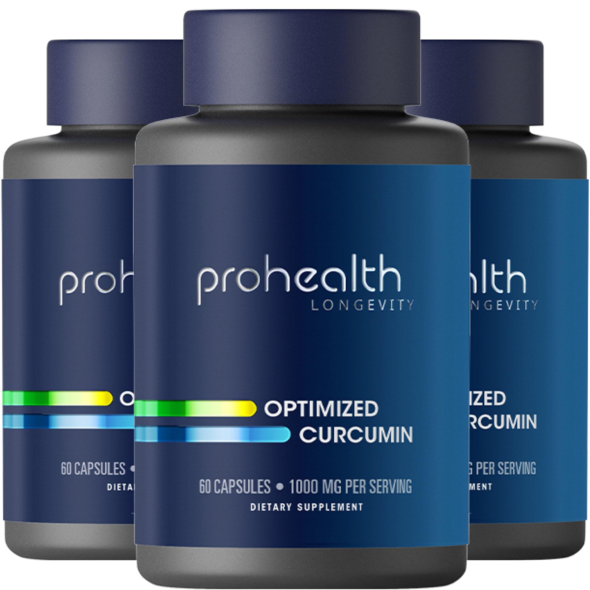 ProHealth Turmeric Curcumin with Longvida – High Bioavailability, 3-Pack (60 Capsules per Bottle)