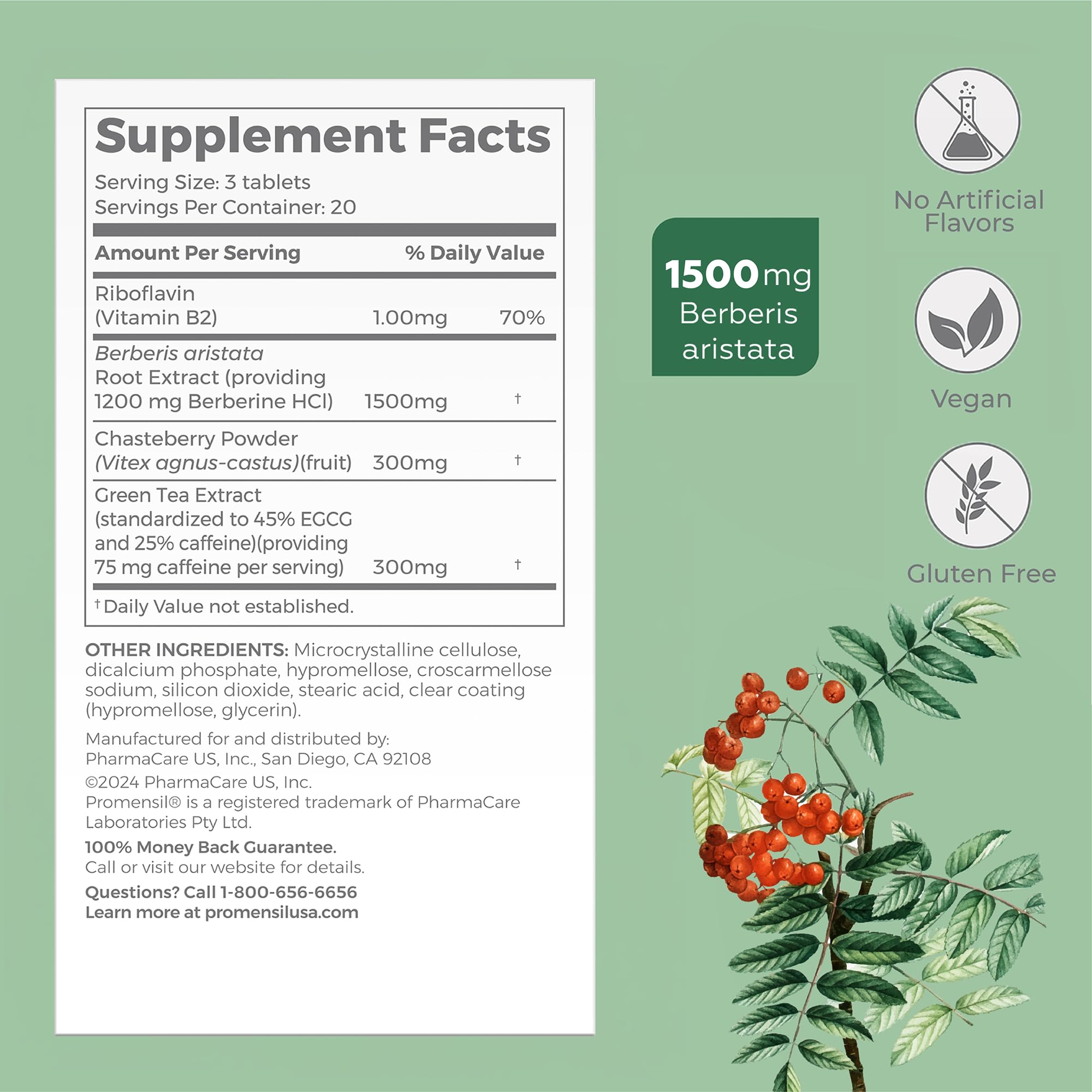 Promensil Weight Loss Support – Berberine 1500mg for Women | EGCG Green Tea & Hormone Balance