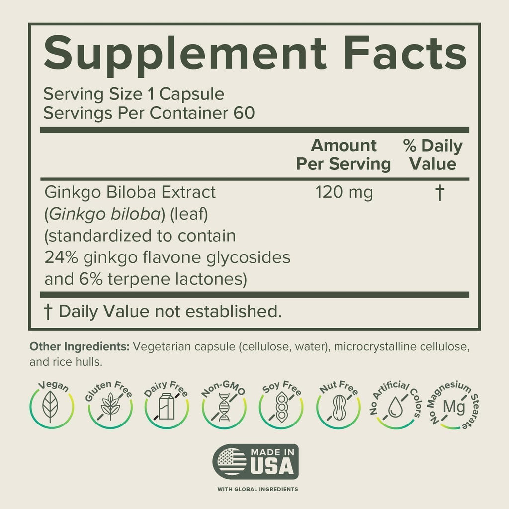 Prominent Ginkgo Biloba 120mg - Memory & Focus Support | Vegan, Non-GMO | 2-Pack