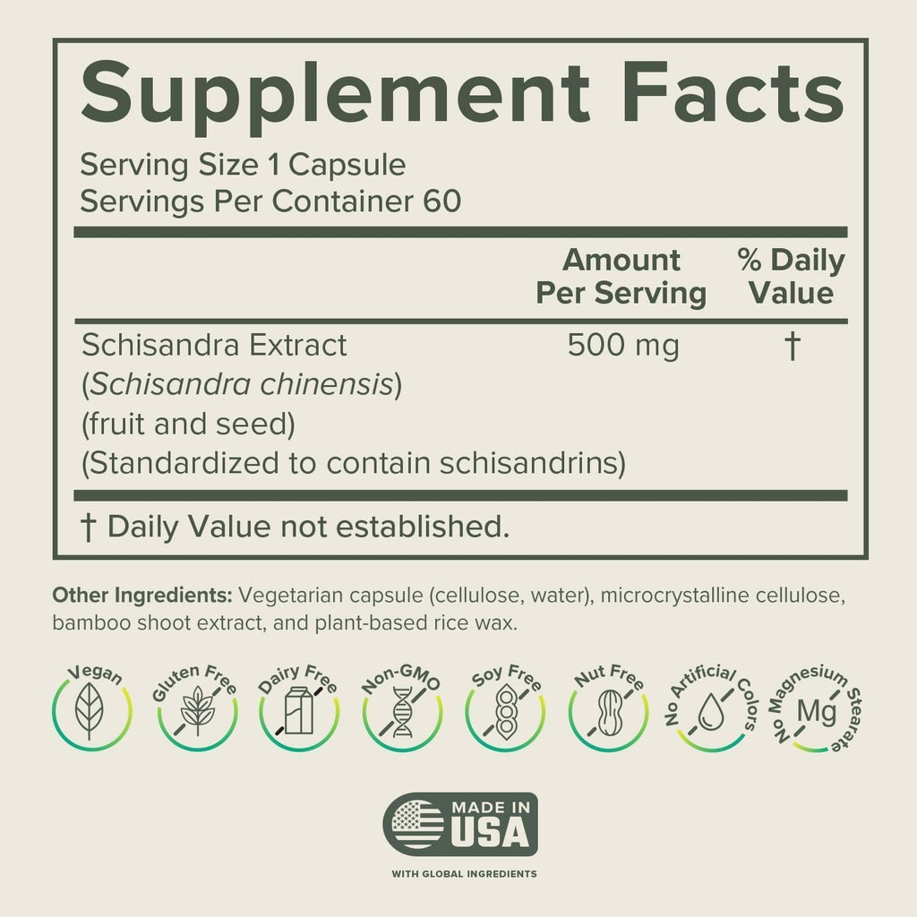 Prominent Nutrition Schisandra Berry Extract – 500 mg, Stress Support, 60 Capsules