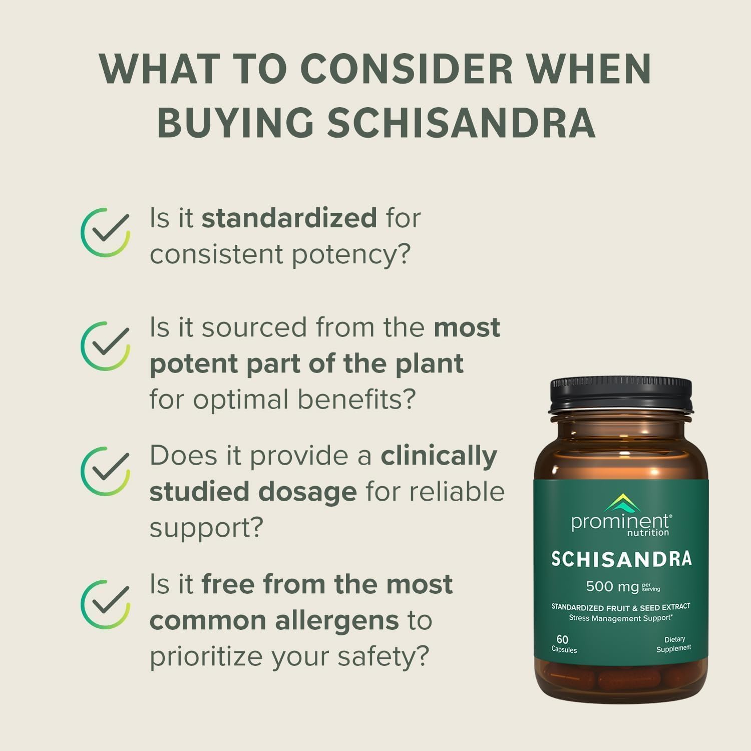Prominent Nutrition Schisandra Berry Extract – 500 mg, Stress Support, 60 Capsules