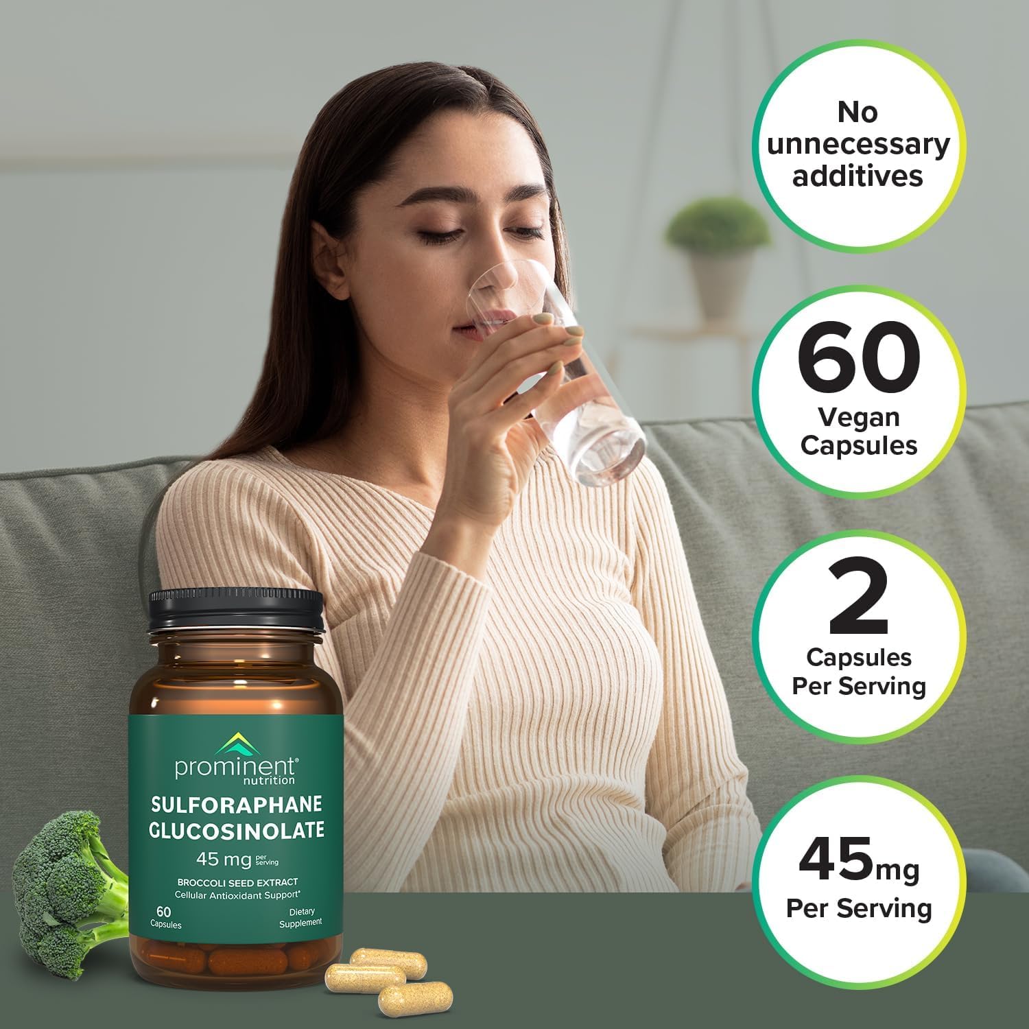 Prominent Nutrition Sulforaphane Glucosinolate Supplement — 45 mg, 2 Pack