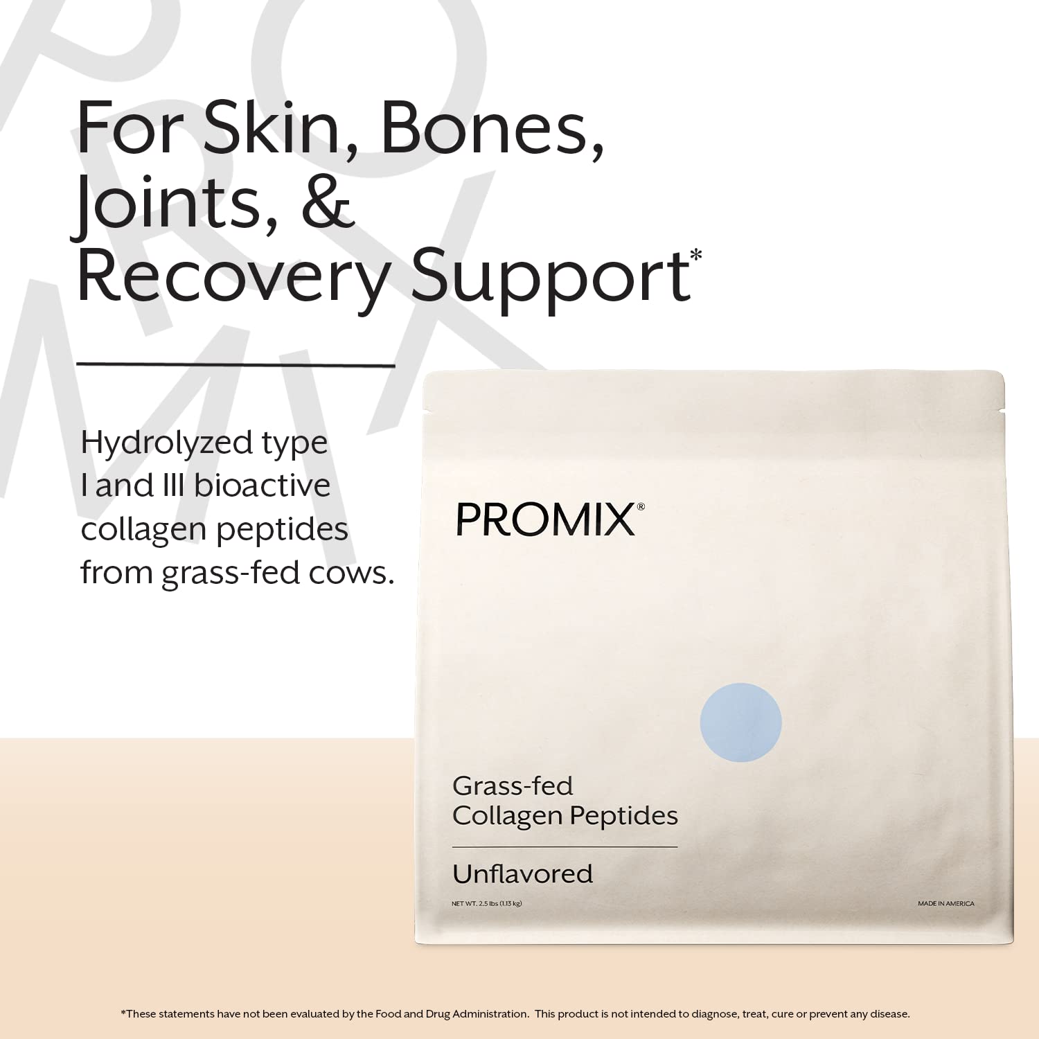 Promix Hydrolyzed Collagen Peptides - Grass-Fed Type I & III, Unflavored, 2 x 2.5 lb | ProMix Nutrition