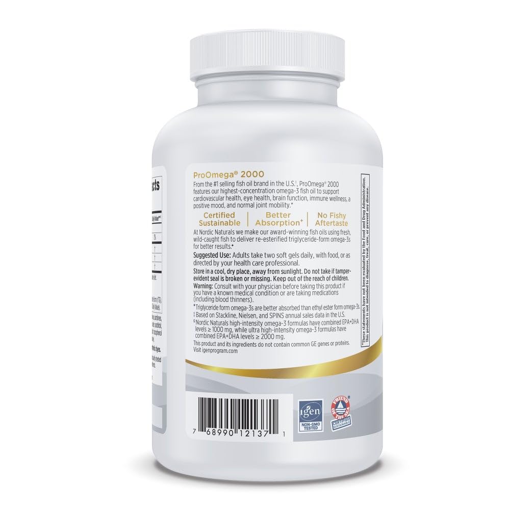 Nordic Naturals ProOmega 2000 Lemon Flavor – 120 Soft Gels, 2150 mg Omega-3