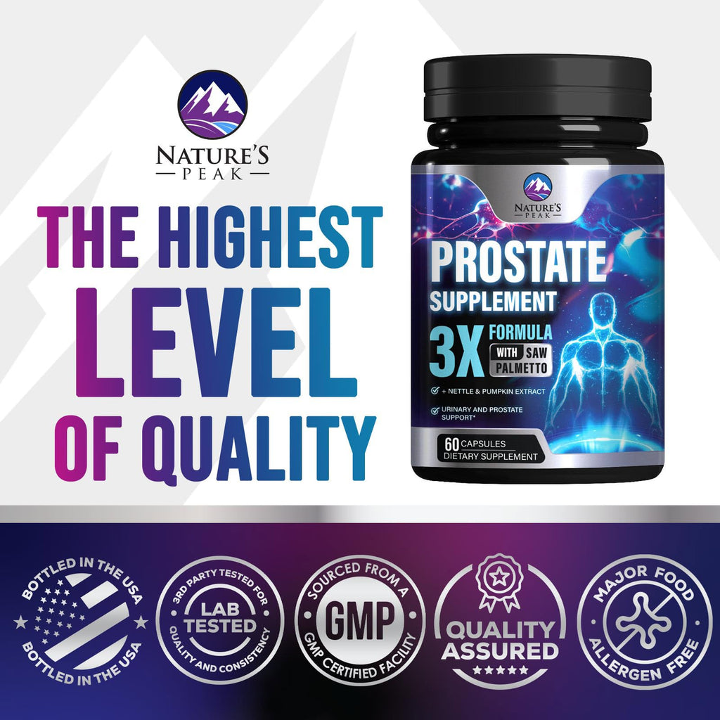 Prostate Health Supplements for Men 1000mg - 3x Strength | Saw Palmetto, Nettle & Pumpkin Seed