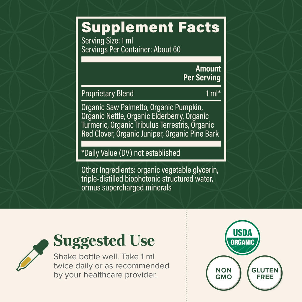 Global Healing Organic Prostate Health – Men's Health Supplement | Prostate Support & Urinary Comfort – 2 Fl Oz