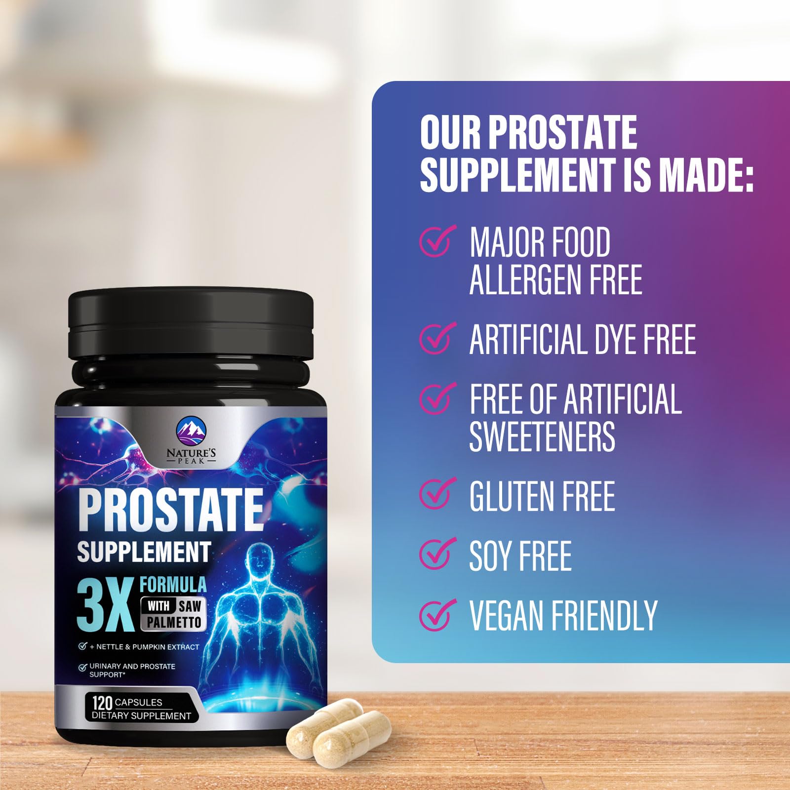 Prostate Health Supplements for Men 1000mg - 3X Strength with Saw Palmetto & Pumpkin Seed - 120 Capsules