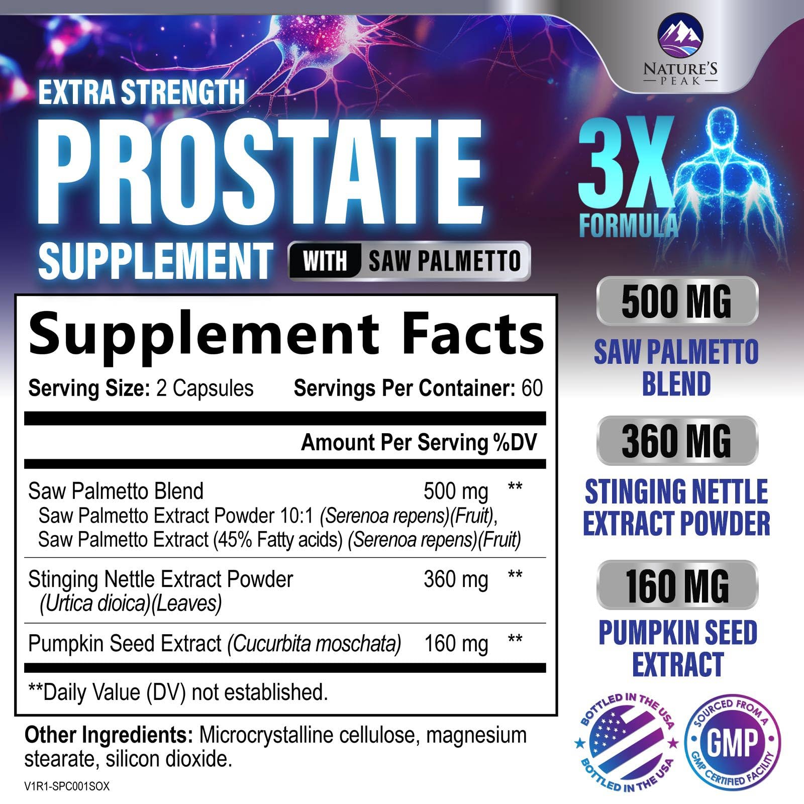 Prostate Health Supplements for Men 1000mg - 3X Strength with Saw Palmetto & Pumpkin Seed - 120 Capsules