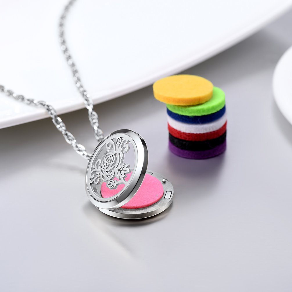 PROSTEEL Diffuser Necklace – Aromatherapy Locket Pendant in Stainless Steel