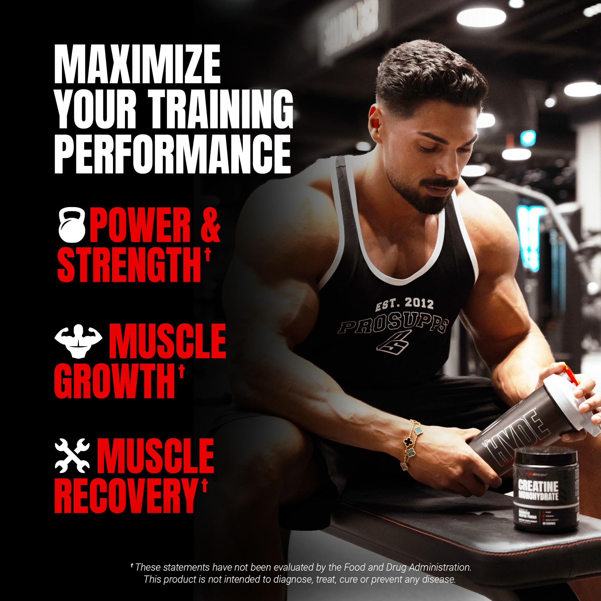 PROSUPPS Creatine Monohydrate Powder for Men & Women, Unflavored - 5,000 mg per Scoop, 60 Servings